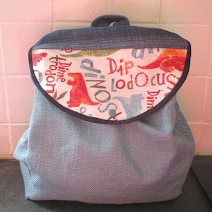 cartable sac à dos personnalisable en tissu et toile de chanvre ton bleu