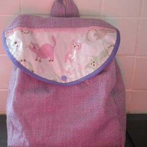 cartable sac à dos personnalisable en tissu et toile de chanvre ton parme