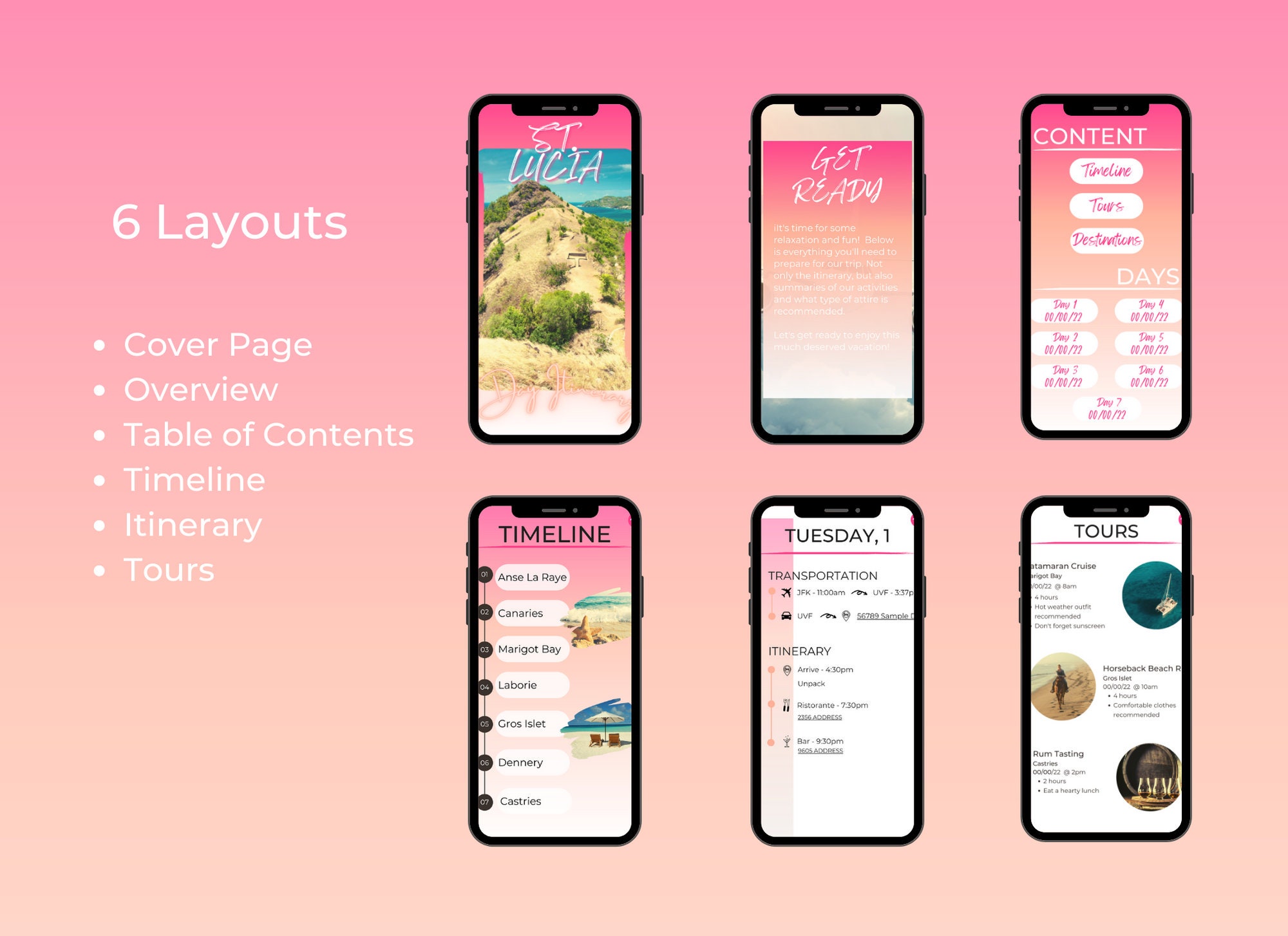 Mobile Travel Itinerary Template, Digital Trip Itinerary, Travel ...