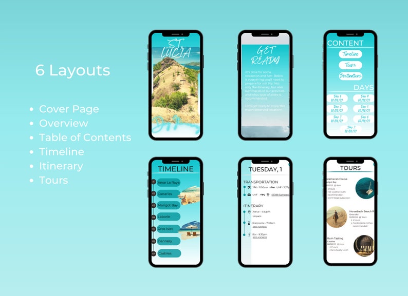 Mobile Travel Itinerary Template, Digital Trip Itinerary, Travel ...
