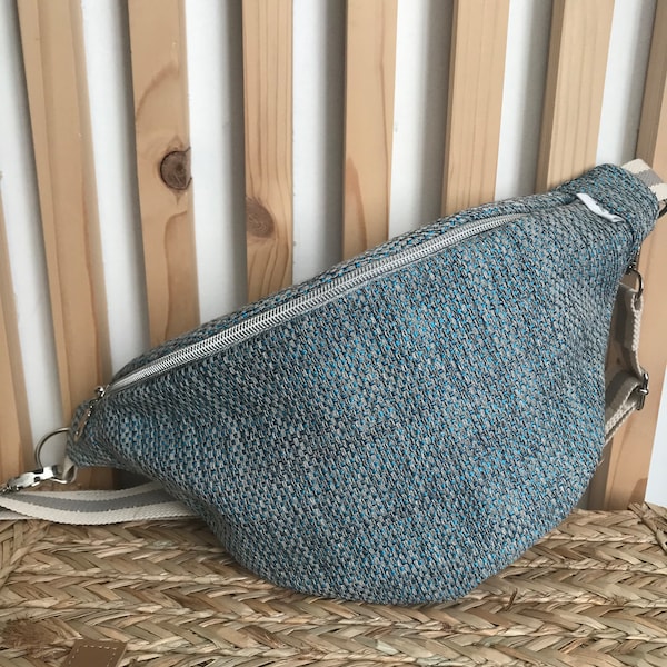 Sac banane en jacquard bleu