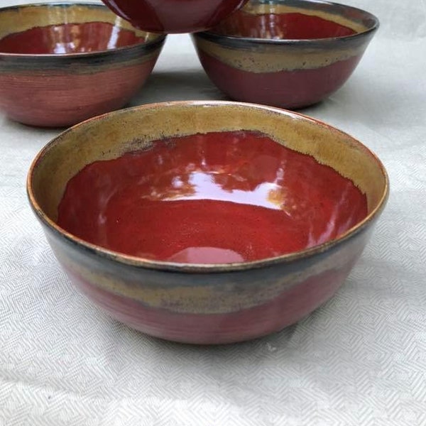 Ceramic Bowl, Pottery Bowls, Small Firebrick Red Ceramic Bowls, Pottery Bowl, Pottery Dinnerware Set, 9th Anniversary Gift, Joppa Mountain