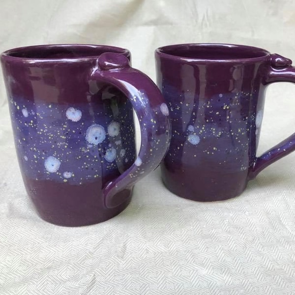 1-Mug, Purple Mug Pottery, Large Ceramic Mug, Stoneware Mugs, 9th Anniversary Gift for Him, Personalized Pottery Mugs, Custom Pottery Mug