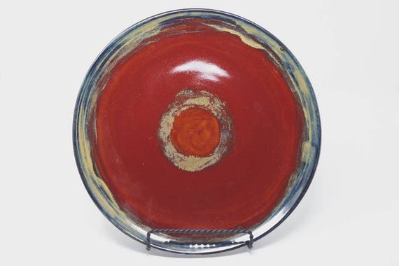 Pottery Plate,12-13-inch Round Fire Brick Red Ceramic Plate