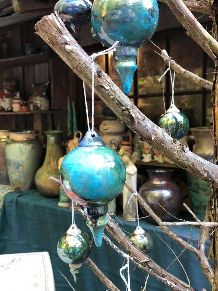 Raku Christmas Ornament Retro Shape Pottery Ornaments Etsy