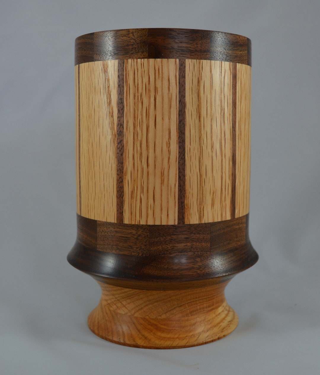 Black Walnut & Oak Wooden Vase handcrafted Segmented Flowers Weeds