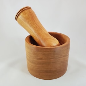 Handcrafted Cherry wooden Mortar & Pestle set, Cherry wood mortar with a Cherry wooden pestle, Unique kitchen décor cookware handmade #21-27