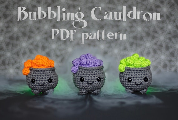 Crochet Cauldron Pattern, Halloween Crochet, Bubbling Cauldron, Halloween, Crochet, Halloween Amigurumi, Halloween Pattern, Crochet