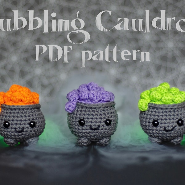 Crochet Cauldron Pattern, Halloween Crochet, Bubbling Cauldron, Halloween, Crochet, Halloween Amigurumi, Halloween Pattern, Crochet