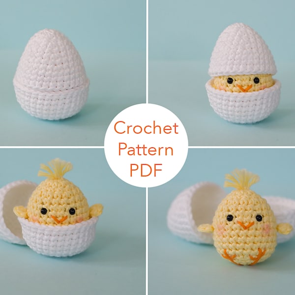 Poussin crocheté dans un oeuf | Poussin au crochet | Crochet de Pâques | Motif poussins au crochet | Patron PDF | Pâques | Patron au crochet pour Pâques