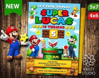 Mario Invitations Etsy