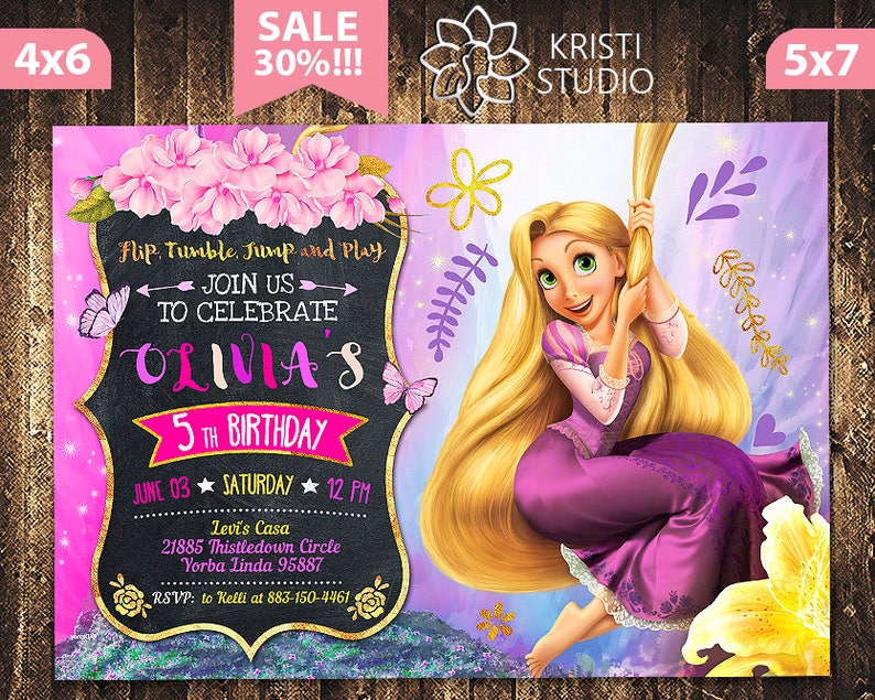 Tangled Invitation Rapunzel Invitation Tangled Invite Etsy