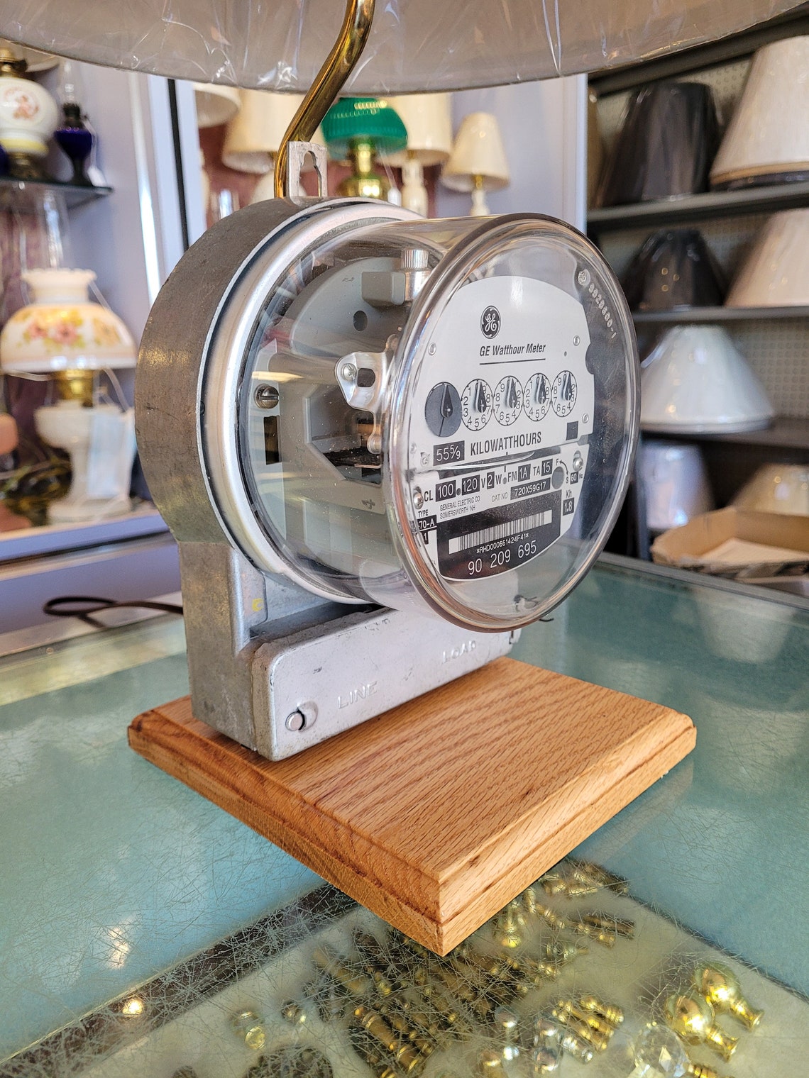 Custom Vintage GE Electric Meter Lamp on Oak Base Etsy