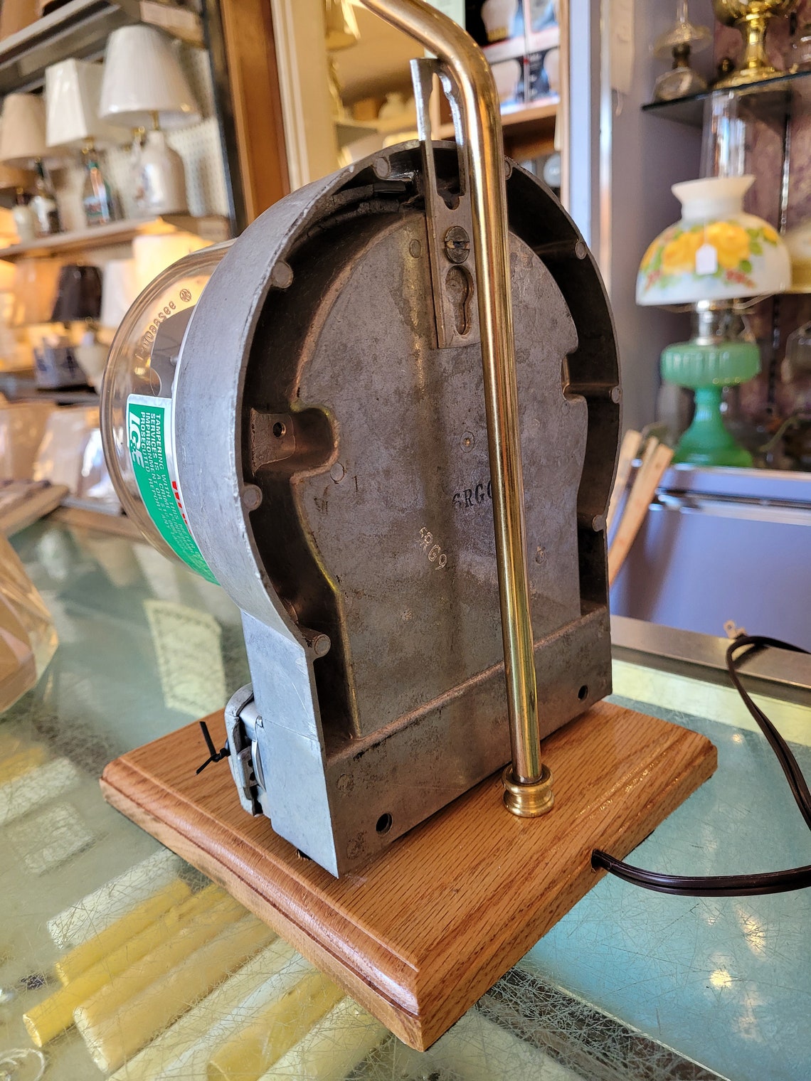 Custom Vintage GE Electric Meter Lamp on Oak Base Etsy