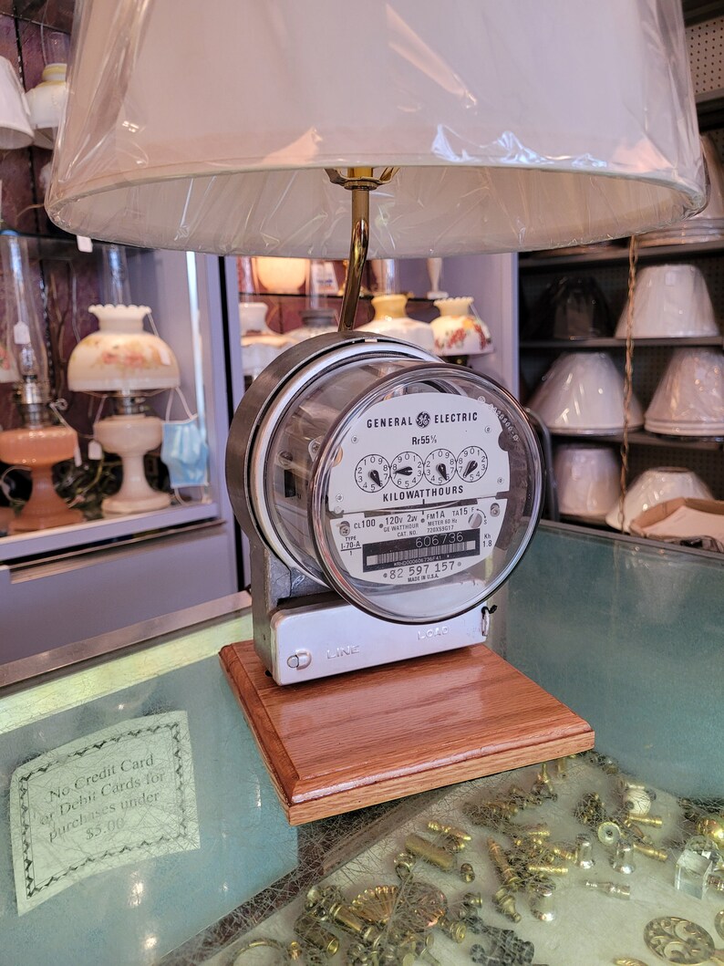 Custom Vintage GE Electric Meter Lamp on Oak Base Etsy