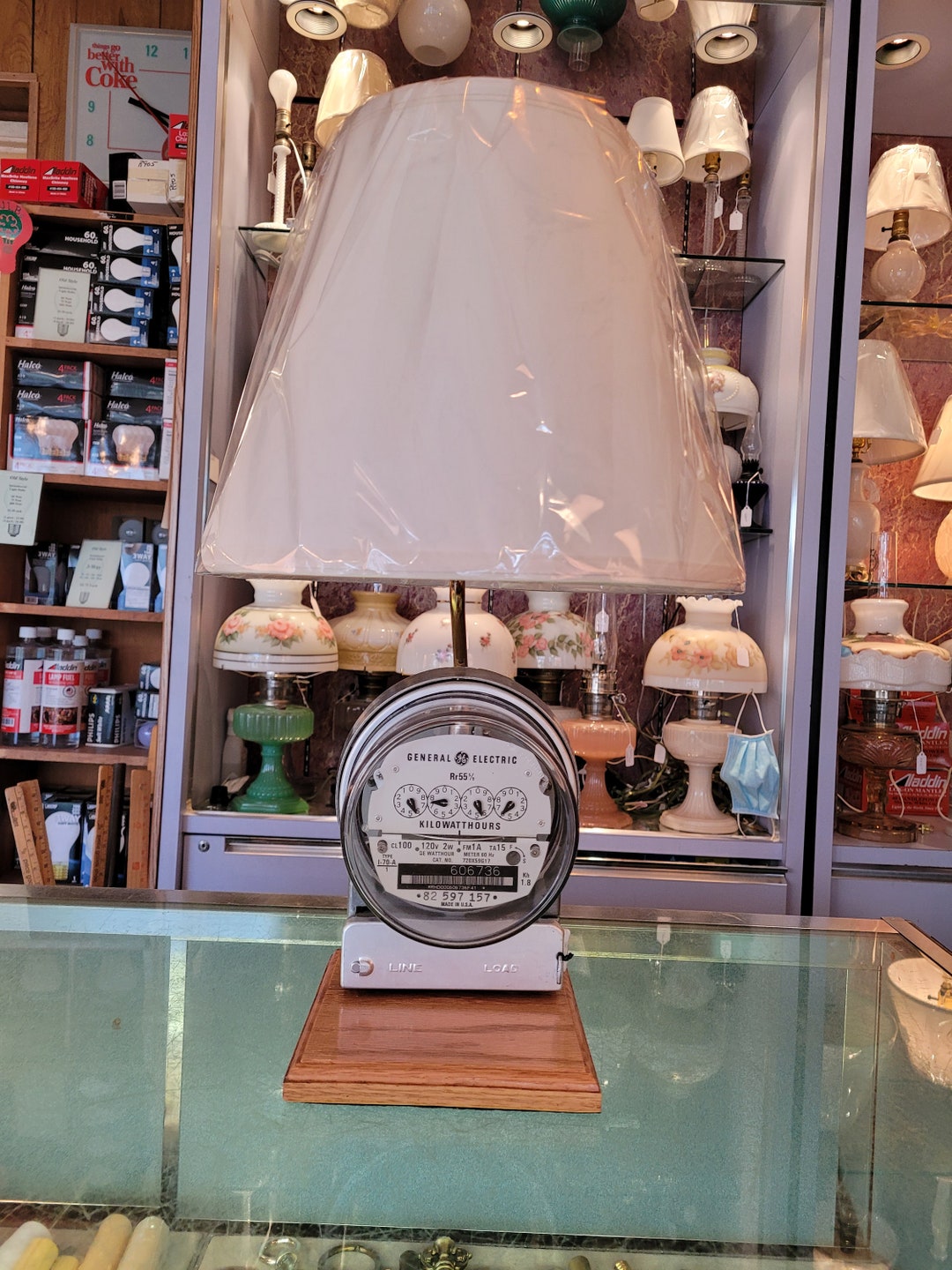 Custom Vintage GE Electric Meter Lamp on Oak Base Etsy