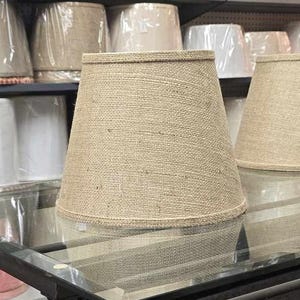 Natural Burlap Lampshade 7&quot; top, 11&quot; bottom, 9&quot; slant - washer fitter