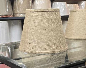 Natural Burlap Lampshade 7" top, 11" bottom, 9" slant - washer fitter