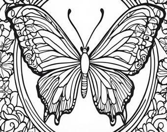 Coloriage papillon vitrail