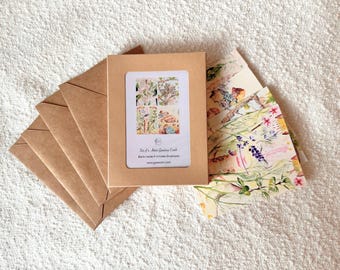 Surreal Botanical Art Greeting Card Set: Blank Inside, Kraft Envelopes