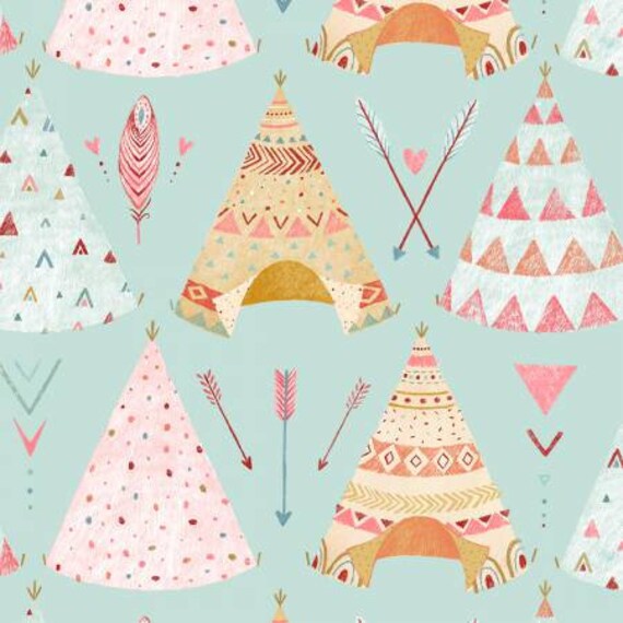 Dream Catcher Flannel: Aqua TeePee
