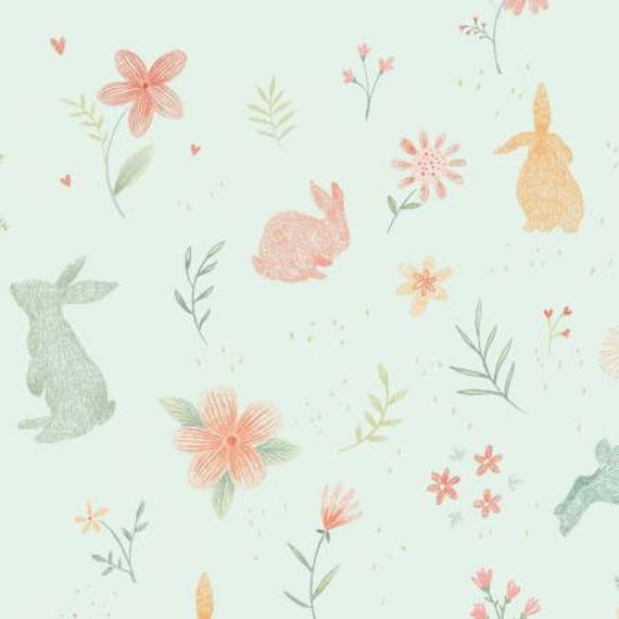 Bunny Tales Blue Flannel Print