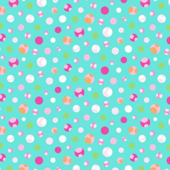 Girly-O-Saurus Aqua Spotted Dots Fabric