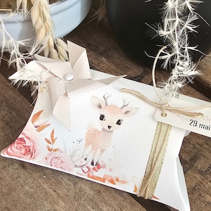 Boite à dragées thème forêt enchantée, biche