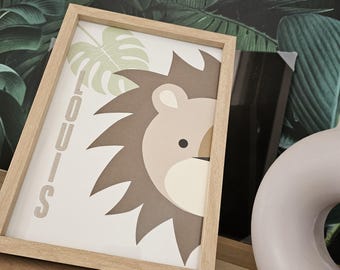 Personalized children's room decoration frame with jungle lion theme