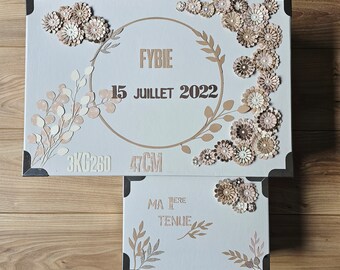 Flower theme birth memory box, nude tones