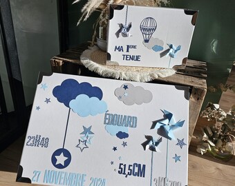Birth box with cloud, windmills and hot air balloon theme