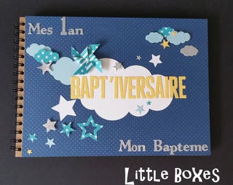 Livre d'or Bapt'iversaire en kraft thème nuage