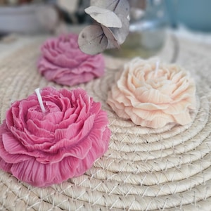 Handmade flower candle, peony shape, scented