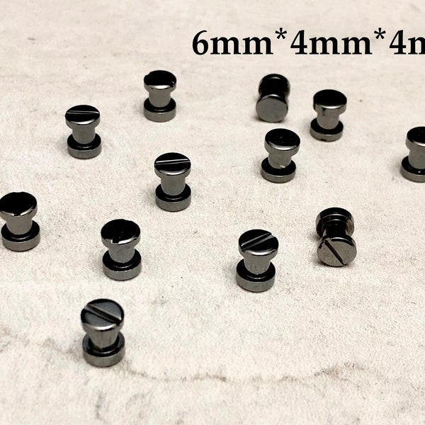 High Quality Gunmetal Color Screw Rivets Binding Chicago Rivets Sets of Male Female Jewelry Making Supply 6mm*4mm*4mm Bracelet Band Straps