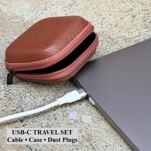 Travel Ready Kit 6ft Braided USB-C Fast Charging Cable with Case, Dust Plugs