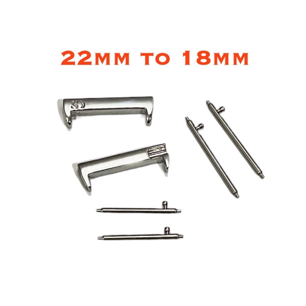 22mm Watch Strap Band Connectors Set 2 Pcs Adapters 20mm to 18mm Attachments Parts Available In Silver and Gold Finish DIY 22mm Watch Straps
