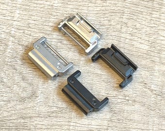 Garmin Watch Quick Fit 22mm Adapters: DIY Strap Band Connectors - Silver, Black - 20mm Pins