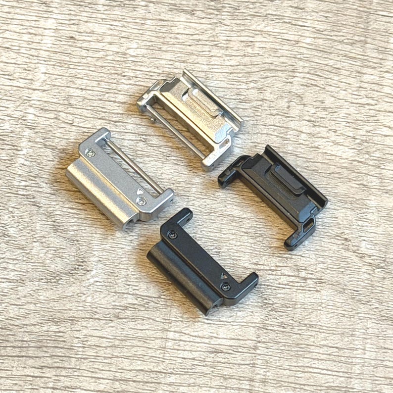 Garmin Watch Quick Fit 22mm Adapters: DIY Strap Band Connectors - Silver, Black - 20mm Pins image 1