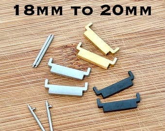 カシオF91W-1用18mm→20mmウォッチバンドアダプターコンバーター、ステンレススチール製