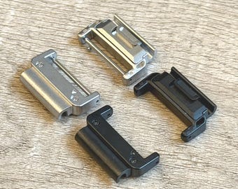 Garmin Watch Quick Fit 20mm Adapters: DIY Strap Band Connectors - Silver, Black - 20mm Pins