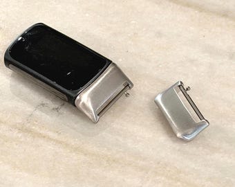 Adaptadores de acero inoxidable plateado para conectores Fitbit Charge 6, correa para pulsera DIY