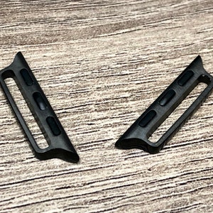Black Set 2 Pcs Connectors for Apple Watch 46mm 42mm 38mm 40mm 41mm 44mm 45mm Ultra 2 Attachment Parts, DIY Apple Watch Band, Leather Strap