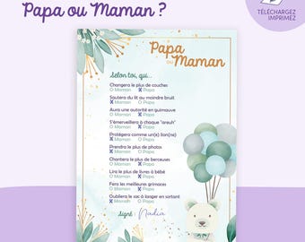 Jeu Papa ou Maman | Téléchargement immédiat, à imprimer vous-même