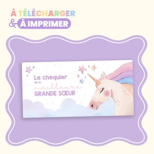 Chéquier de la grande sœur | Téléchargement immédiat, à imprimer vous-même