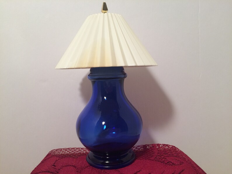 Cobalt Blue Glass Lamp Shaped Avon Perfume Bottle Vintage ...