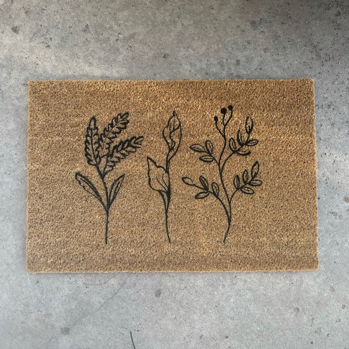 Simple Plant Doormat Floral Doormat Doormat Home Etsy
