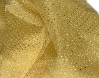Beige Gold Metallic Foil Sheer Tulle/ Net Fabric - Indian Decorative Textile - Sale by Fabric Size - Lightweight , Gold Foil Dots all over