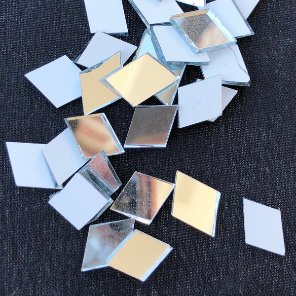 Glas Spiegel Mosaike, Diamant geformtFliesen, Silber vereitelt zurück, Handcut winzige Spiegel, mehrere Größen