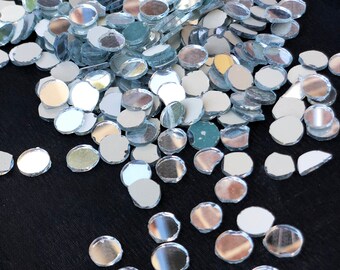 Glass Mirror Mosaic Tiles, Round, 6mm, 10mm, Handcut tiny mirrors, Foiled back surface