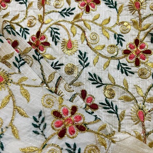 Heavy Embroidered Indian Silk Fabric Sale by Fabric Size - Etsy